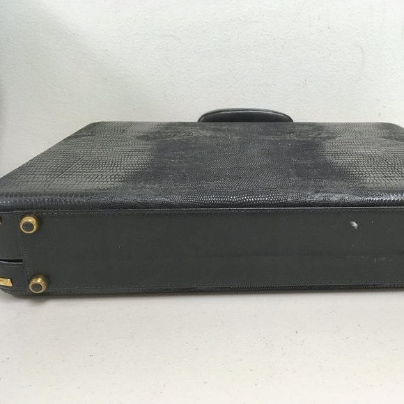 Amniet crocodile belly leather black briefcase attache case New Opus - Picture 4 of 16